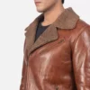 Alberto Shearling Brown Leather Jacket Gallery 3