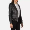 Alison Black Leather Biker Jacket gallary 2