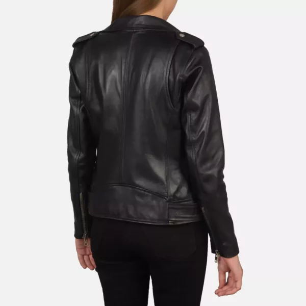 Alison Black Leather Biker Jacket gallary 4