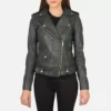 Alison Green Leather Biker Jacket