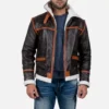 Alpine Brown Fur Leather Jacket Gallery 1
