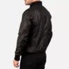 Bomia Ma-1 Distressed Black Leather Bomber Jacket Gallery 1