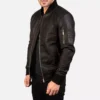 Bomia Ma-1 Distressed Black Leather Bomber Jacket Gallery 3