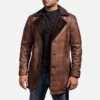 Cinnamon Distressed Leather Fur Coat Gallery 3