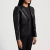 Cora Quilted Black Leather Blazer gallery 1