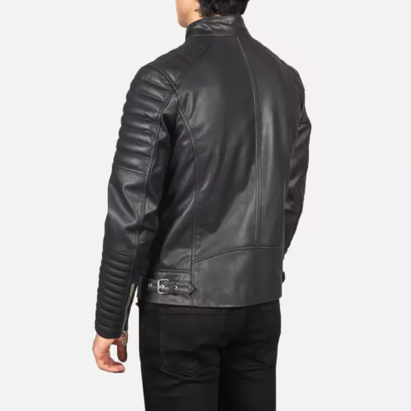 Damian Black Leather Biker Jacket Gallery 3