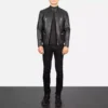 Damian Black Leather Biker Jacket Gallery 5