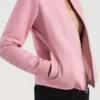 Elixir Pink Collarless Leather Jacket gallary 5