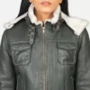 Fiona Green Hooded Shearling Leather Jacket gallery 5