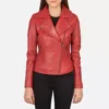 Flashback Red Leather Biker Jacket