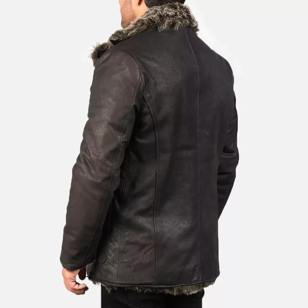 Furlong Black Leather Coat Gallery 3