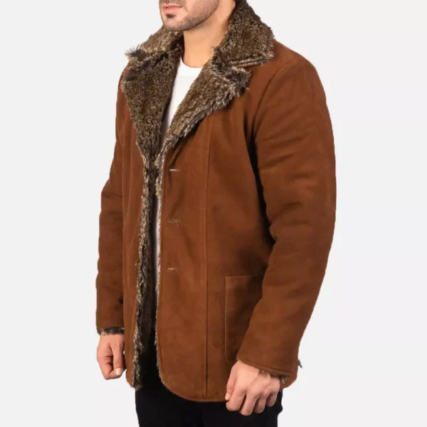 Furlong Brown Suede Leather Coat Gallery 4