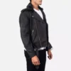 Furton Disressed Black Leather Biker Jacket Gallery 1
