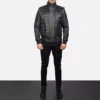 Glen Street Black Leather Bomber Jacket Gallery 4