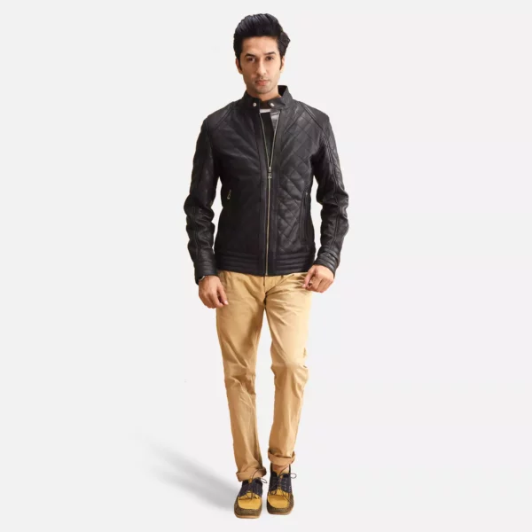 Henry Quilted Black Leather Jacket Gallery 3