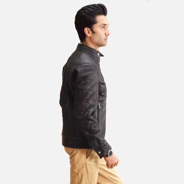 Henry Quilted Black Leather Jacket Gallery 5