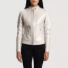 Ice Maiden Silver Quilted Leather Biker Jacket