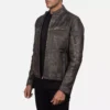 Ionic Distressed Brown Leather Biker Jacket Gallery 2