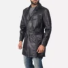 Jordan Black Leather Coat Gallery 1