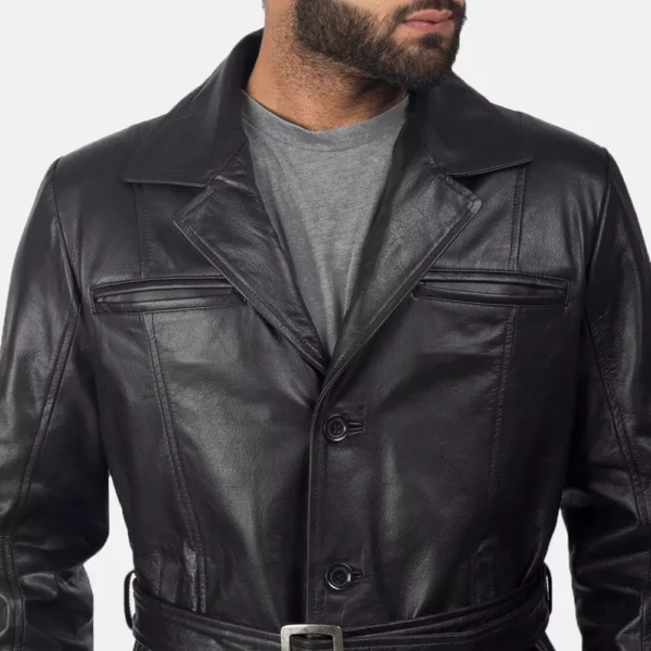 Jordan Black Leather Coat Gallery 4