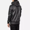 Kenton Hooded Black Leather Pullover Jacket Gallery 3