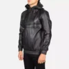 Kenton Hooded Black Leather Pullover Jacket Gallery 4