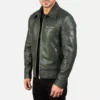 Lavendard Green Leather Biker Jacket Gallery 1