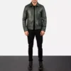 Lavendard Green Leather Biker Jacket Gallery 4