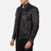 Mack Black Leather Biker Jacket Gallery 1