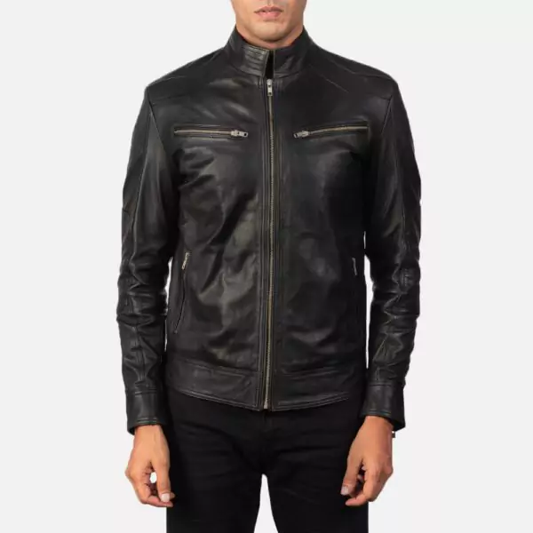 Mack Black Leather Biker Jacket