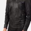 Mack Black Leather Biker Jacket Gallery 3