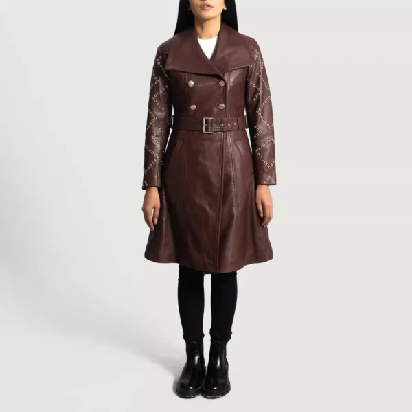 Missoni Maroon Leather Trench Coat gallery 6