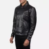 Mod Black Leather Peacoat Gallery 2