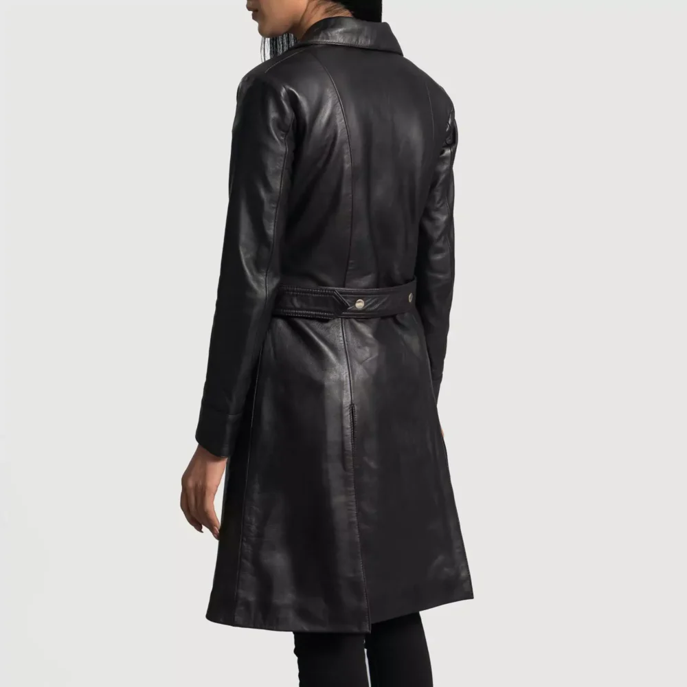 Moonlight Black Leather Trench Coat gallery 4
