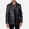 Mr. Bailey Black Leather Naval Peacoat Gallery 2