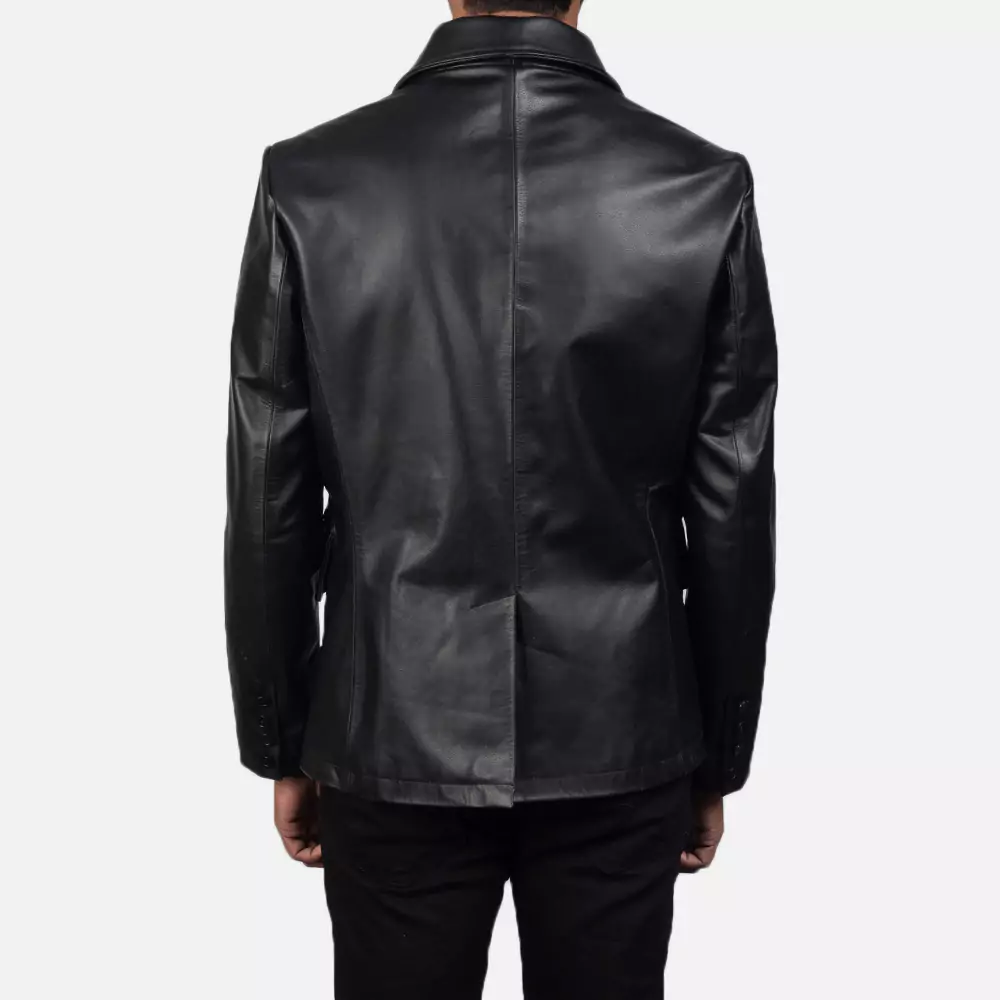 Mr. Bailey Black Leather Naval Peacoat Gallery 4