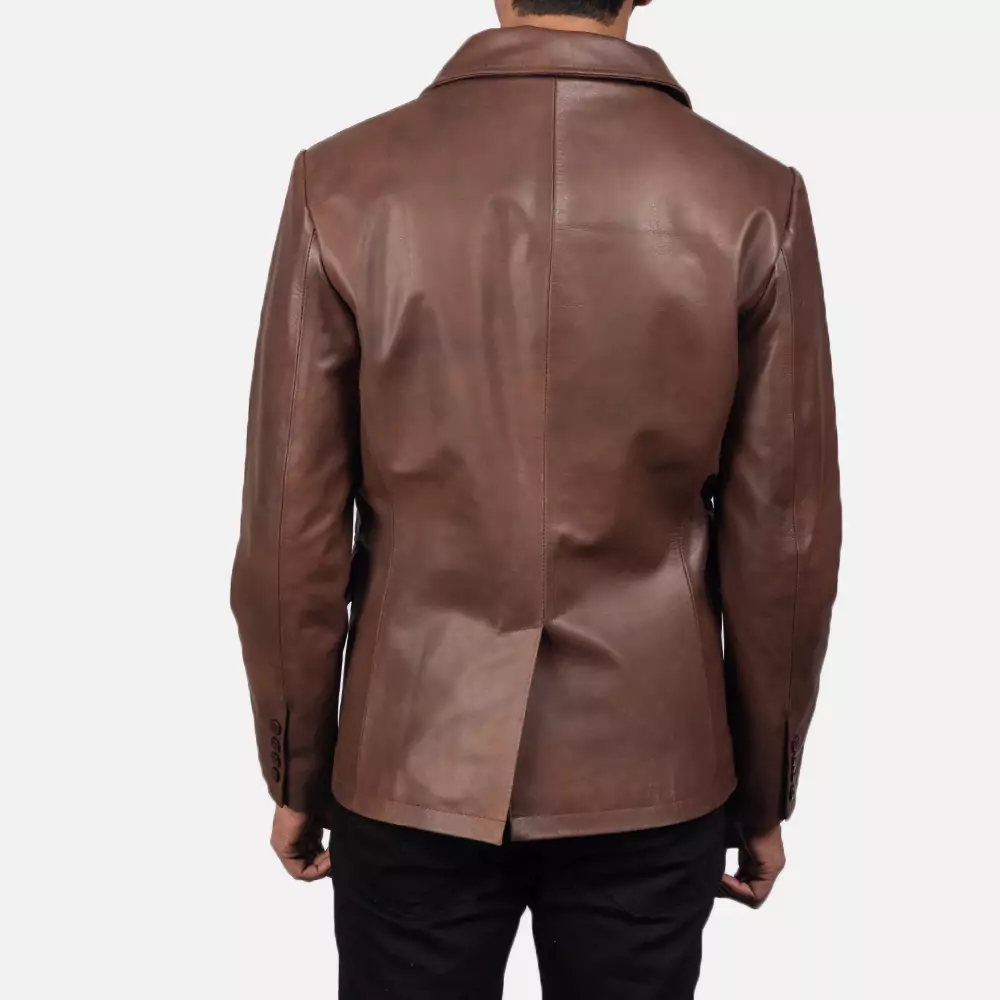 Mr. Bailey Brown Leather Naval Peacoat Gallery 3