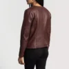 Nexi Quilted Maroon Leather Jacket gallery 4