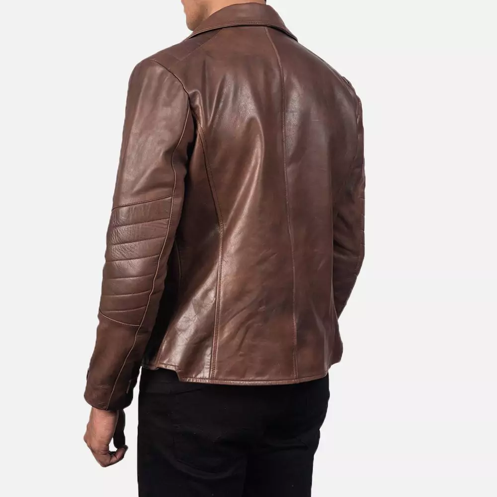 Raiden Brown Leather Biker Jacket Gallery 3