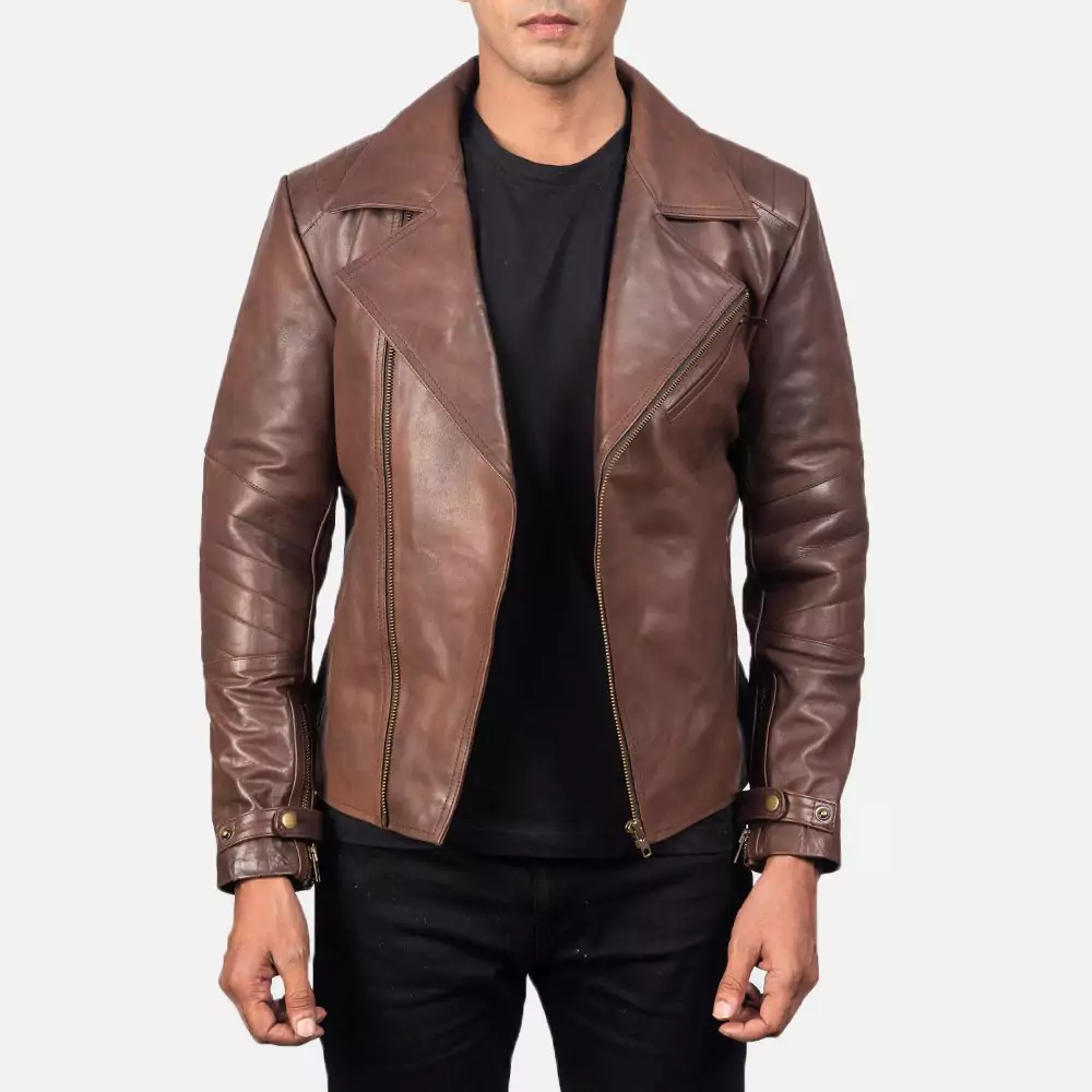 Raiden Brown Leather Biker Jacket
