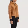 Rebella Brown Hooded Leather Bomber Jacket gallery 1