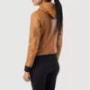 Rebella Brown Hooded Leather Bomber Jacket gallery 4