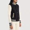 Savant Black & White & White Hybrid Varsity Jacket gallary 1