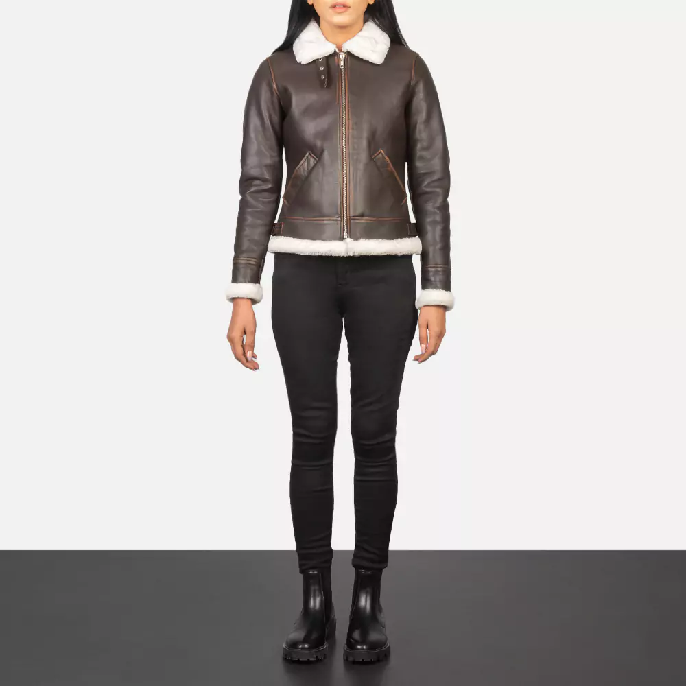 Sherilyn B-3 Brown Leather Bomber Jacket gallery 6