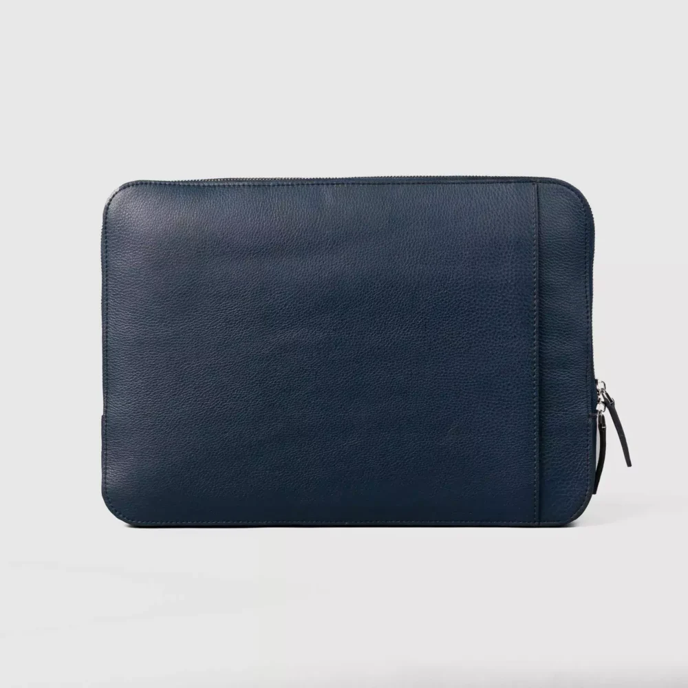The Baxter Midnight Blue Leather Laptop Sleeve Gallery 6