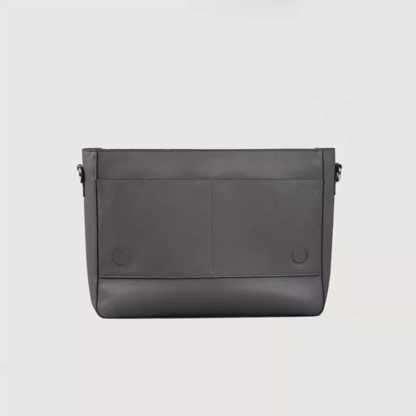 The Carismatico Grey Leather Messenger Bag Gallery 8