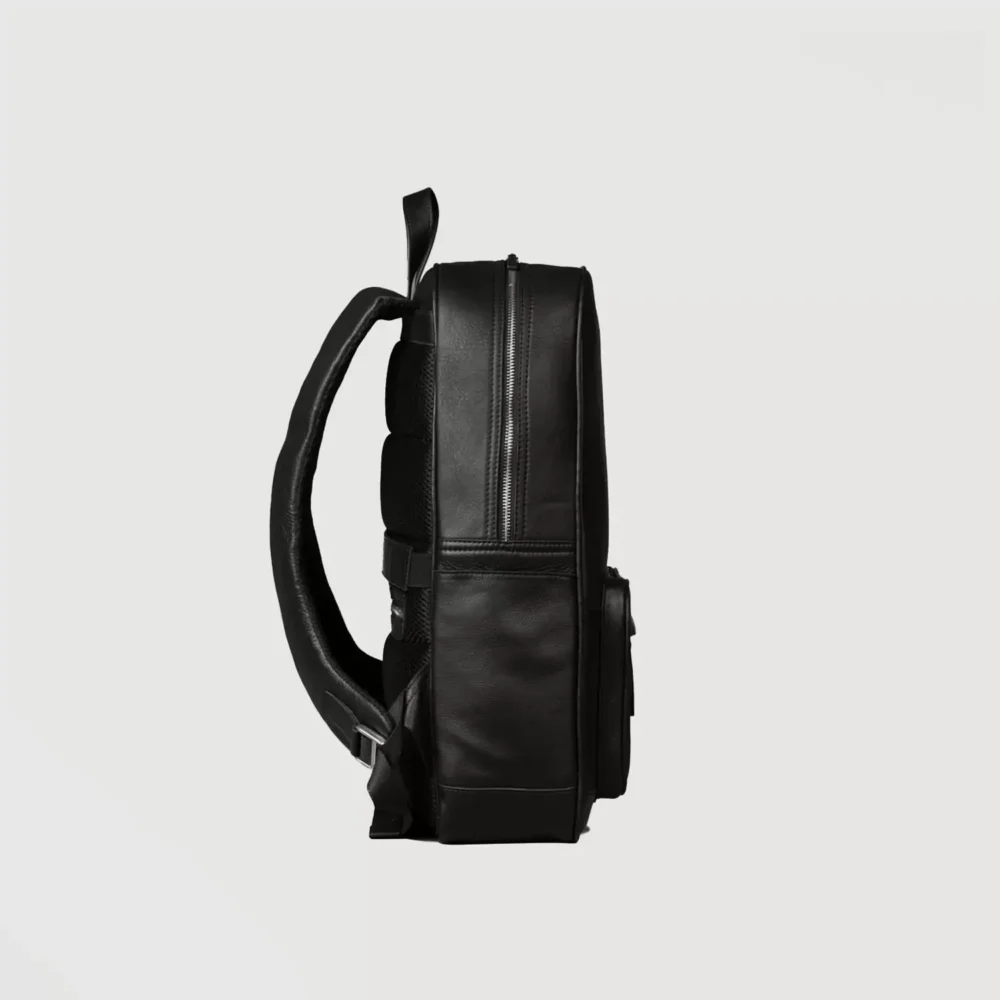 The Philos Black Leather Backpack Gallery 7