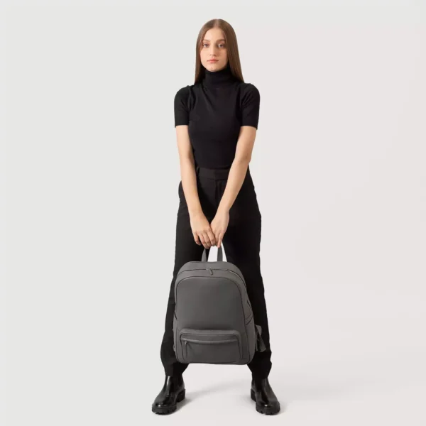 The Philos Grey Leather Backpack Gallery 1