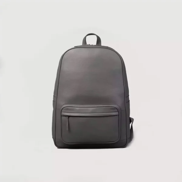 The Philos Grey Leather Backpack Gallery 6