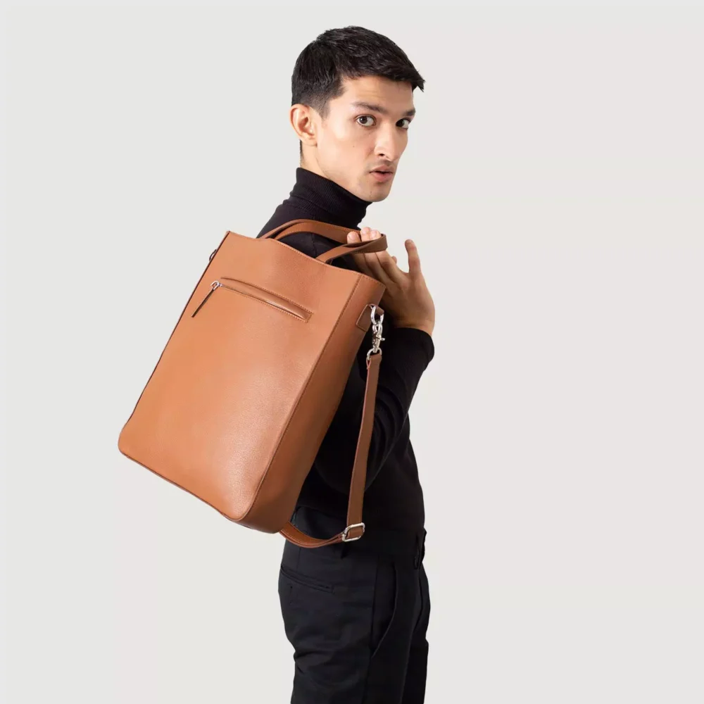 The Poet Brown Leather Tote Bag